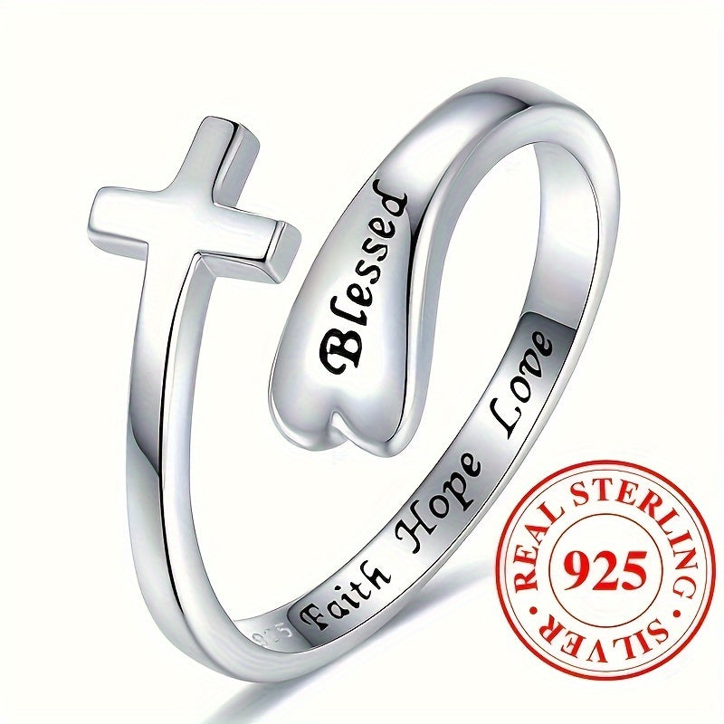 925 Sterling Silver Trendy Cross Carved Wrap Ring - High Quality Adjustable Ring
